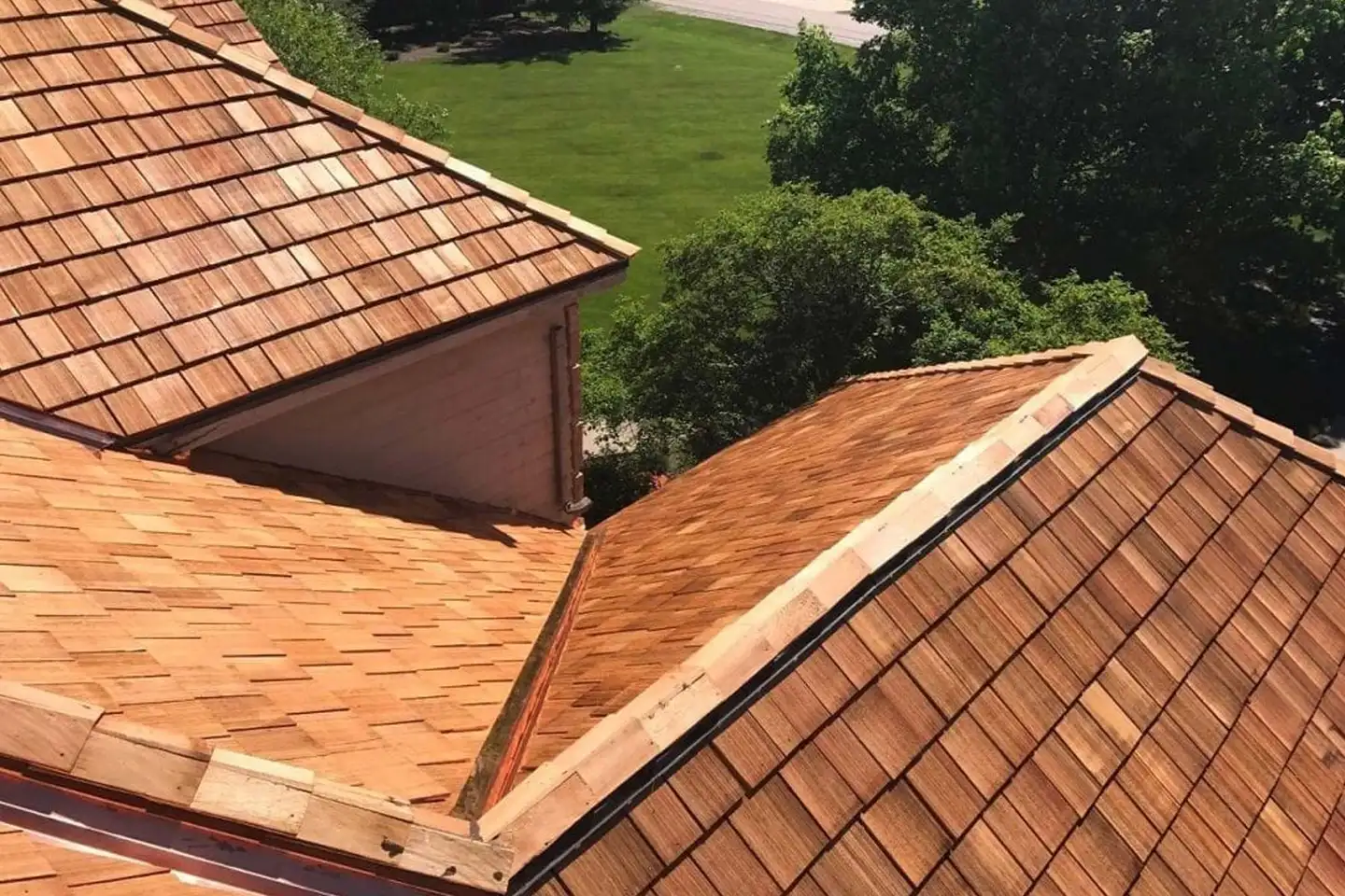 Cedar shake roof installed by The Roofers